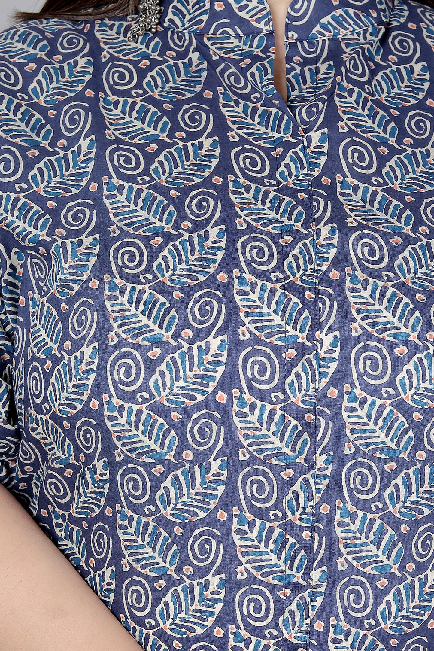 PAISLEY BLOCK PRINT COTTON 2 PEICE KURTA PLAZZO IN INDIGO BLUE BY PLUSSIZEKURTI