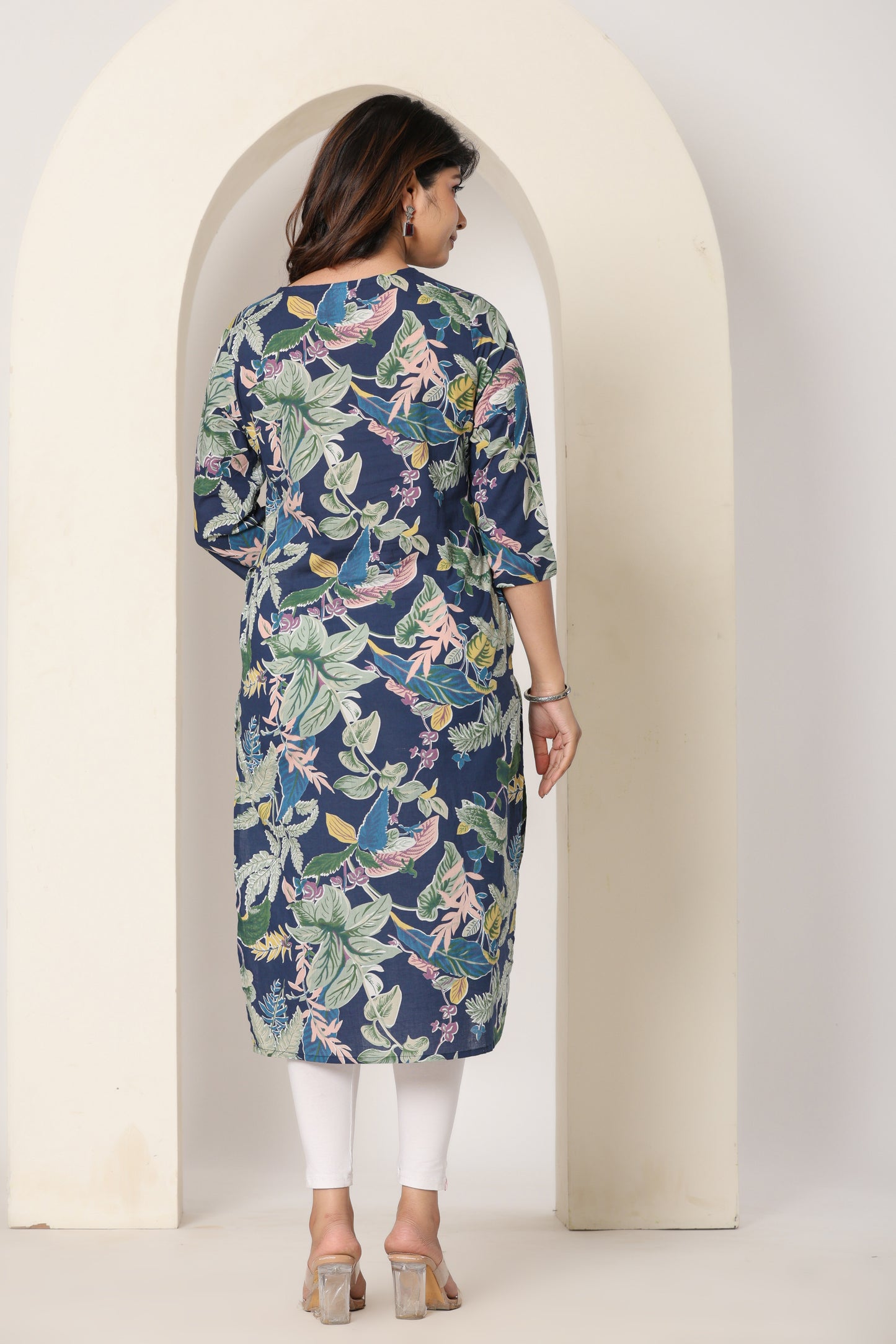 JUNGLE PRINT COTTON KURTI IN BLUE BY PLUSSIZE KURTI