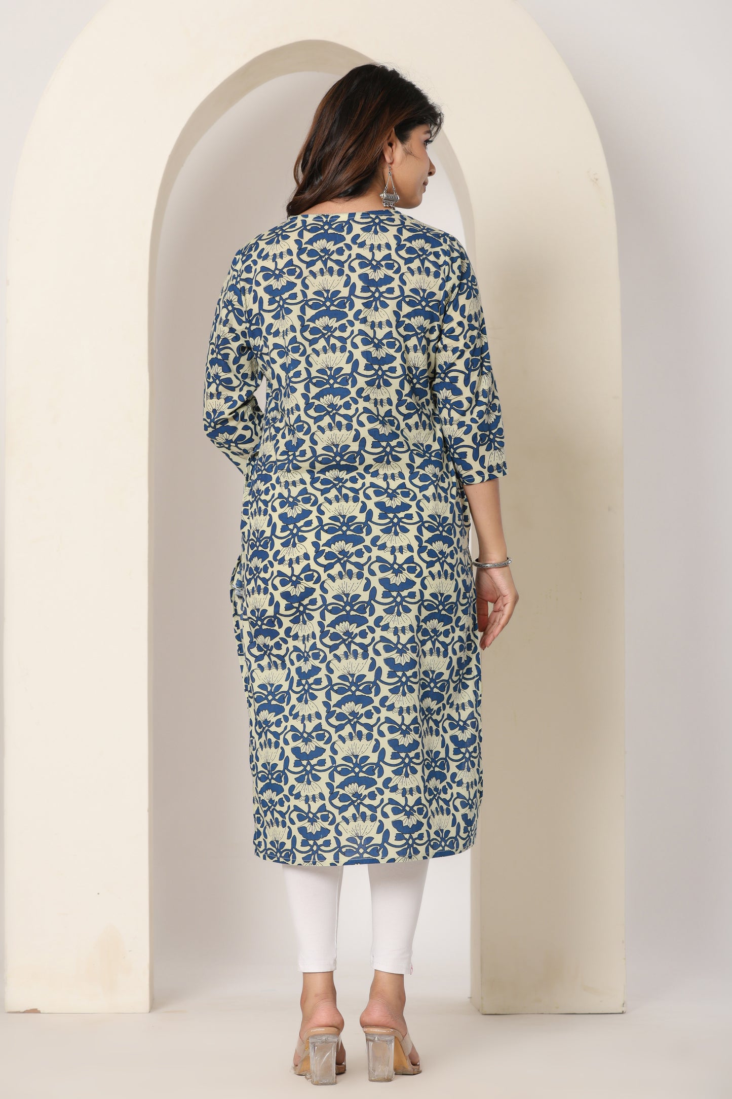 BAGRU BLOCK PRINT COTTON KURTI IN BLUE BY PLUSSIZE KURTI