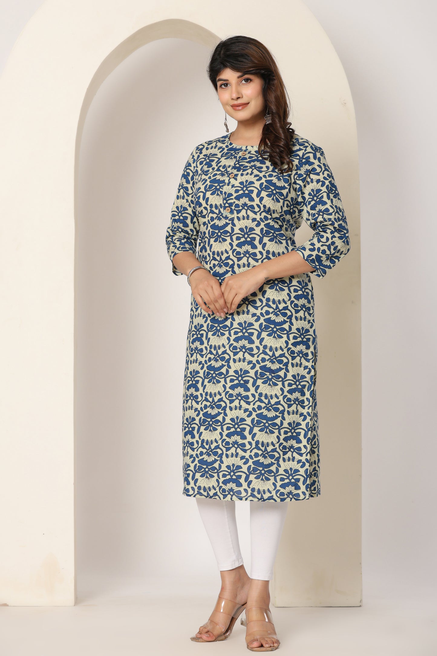 BAGRU BLOCK PRINT COTTON KURTI IN BLUE BY PLUSSIZE KURTI