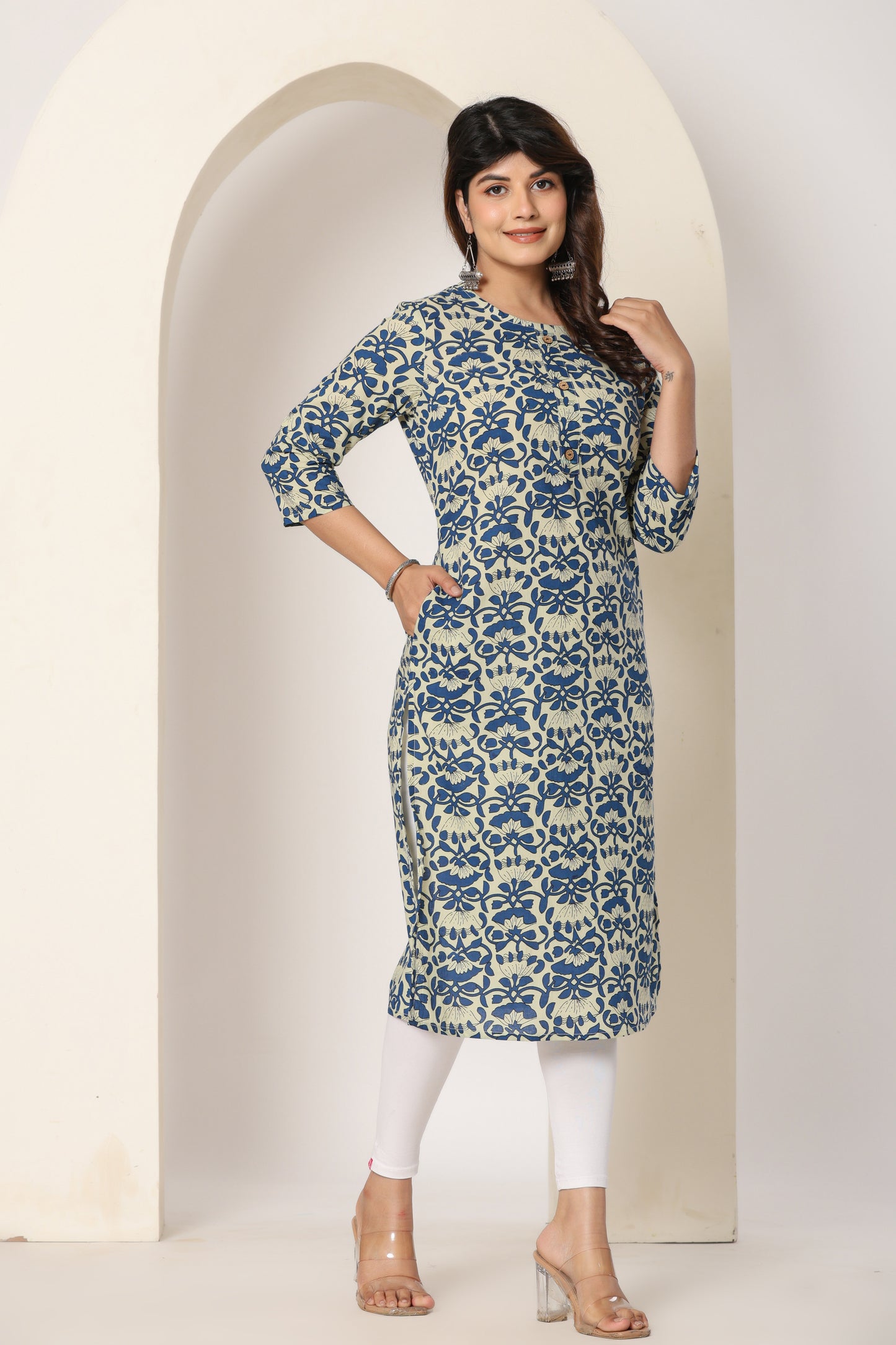 BAGRU BLOCK PRINT COTTON KURTI IN BLUE BY PLUSSIZE KURTI