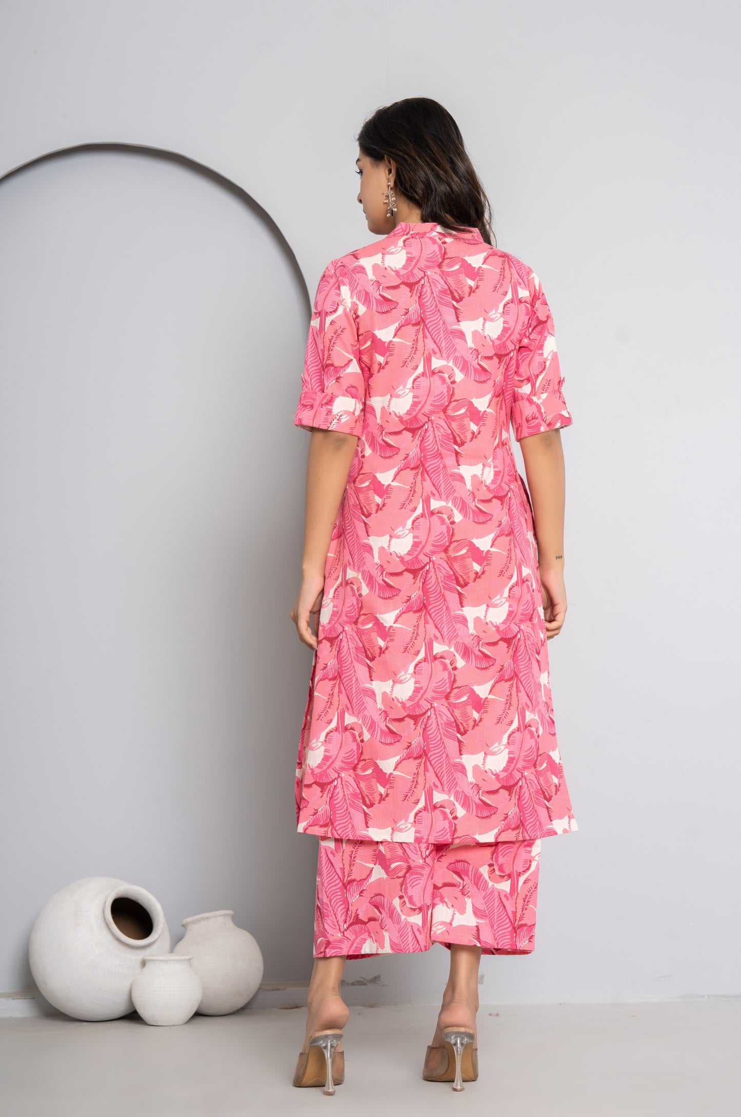 JUNGLE PRINT COTTON 2 PEICE KURTI PLAZZO SET IN PINK BY PLUSSIZEKURTI