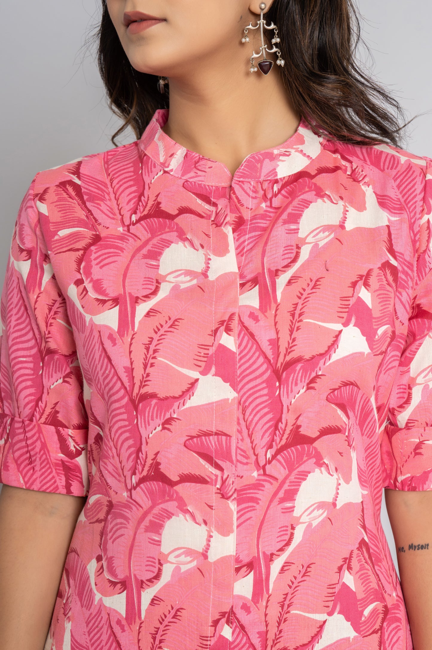 JUNGLE PRINT COTTON 2 PEICE KURTI PLAZZO SET IN PINK BY PLUSSIZEKURTI