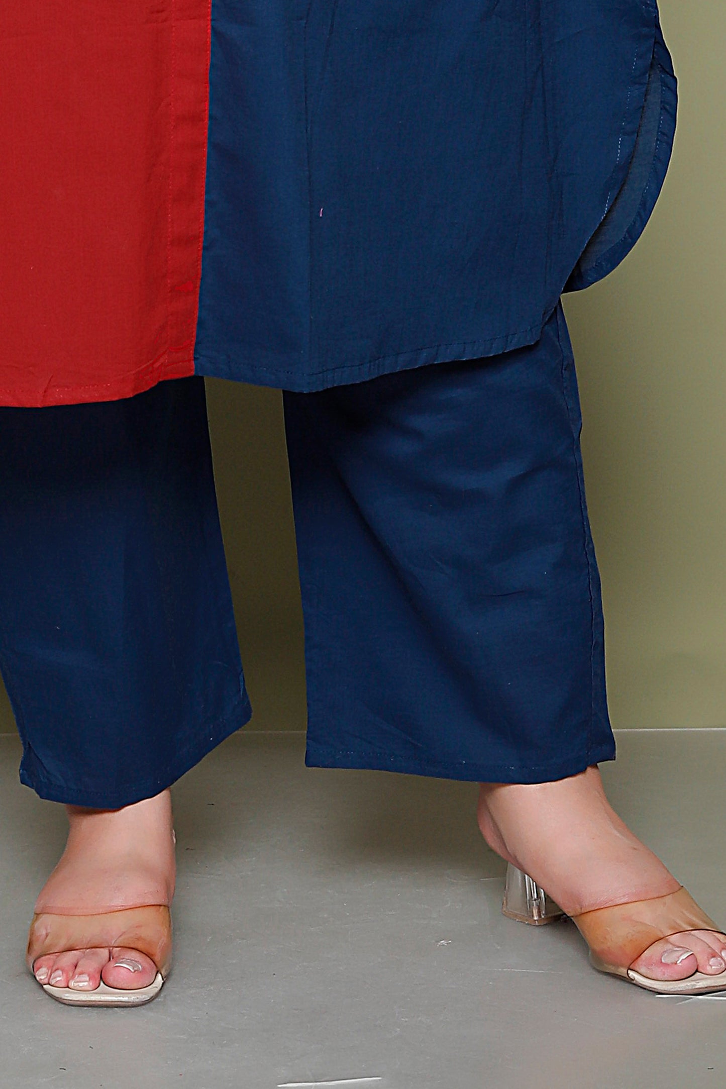 HALF HALF COTTON 2 PEICE KURTA PANT IN MAHROON/BLUE BY PLUSSIZEKURTI
