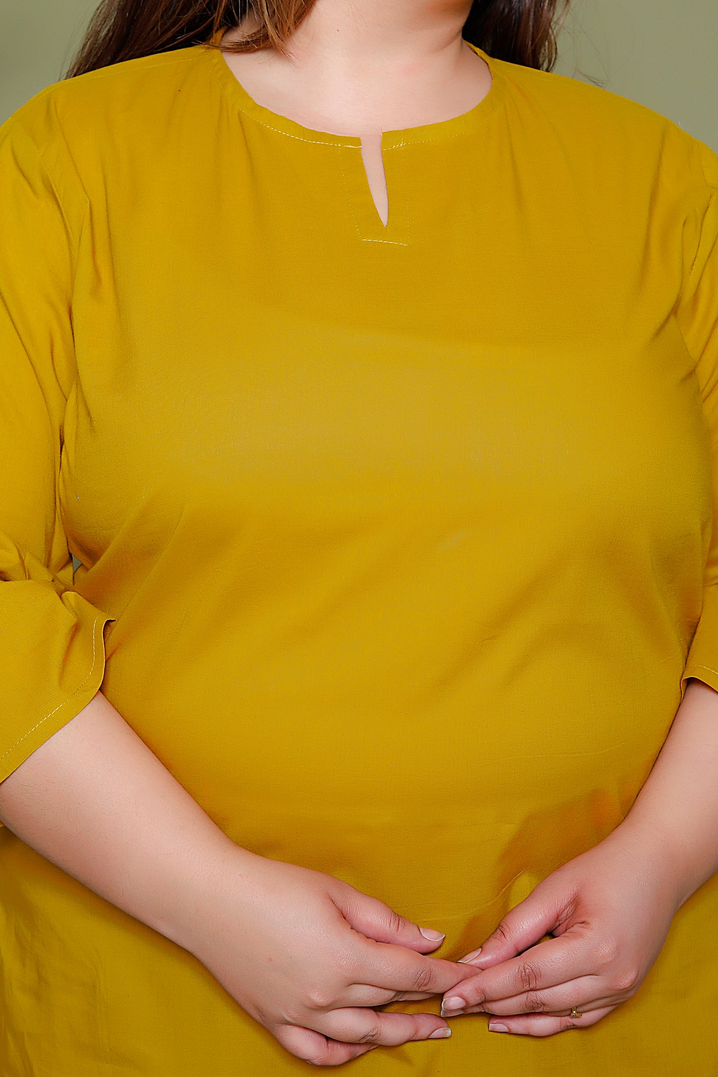 SOLID COTTON TOP IN YELLOW COLOUR BY PLUSSIZEKURTI