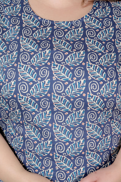 PAISLEY BLOCK PRINT COTTON KURTI IN INDIGO BLUE BY PLUSSIZE KURTI