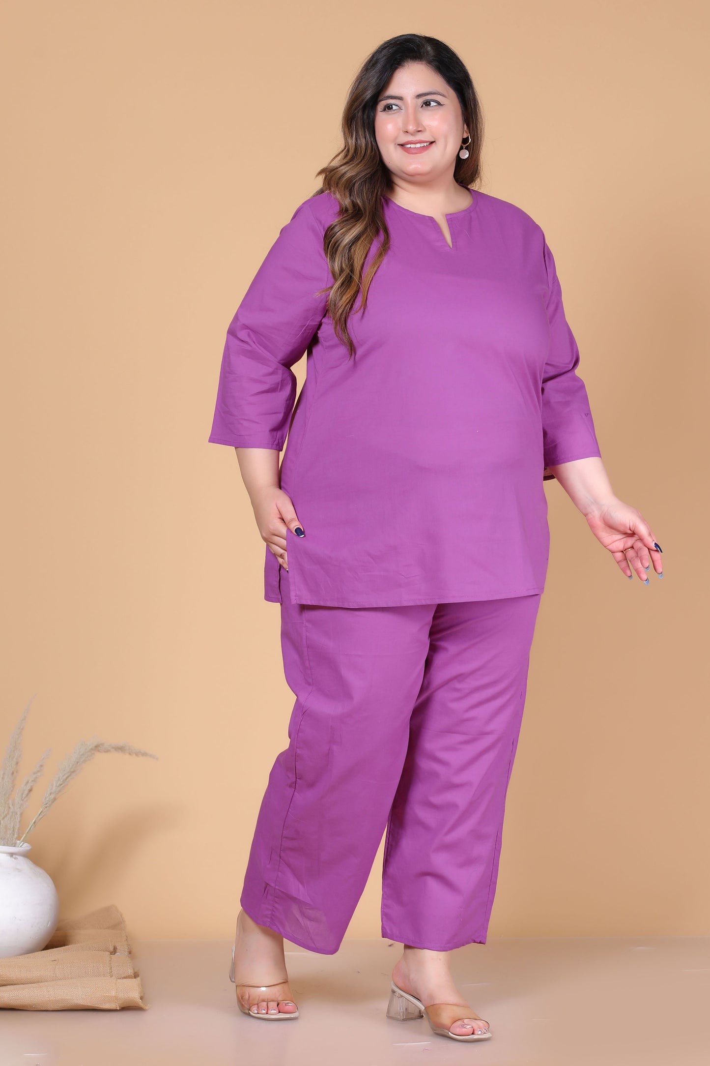 SOLID COTTON TOP IN PLUM PURPLE COLOUR BY PLUSSIZEKURTI