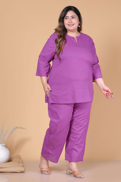 SOLID COTTON TOP IN PLUM PURPLE COLOUR BY PLUSSIZEKURTI
