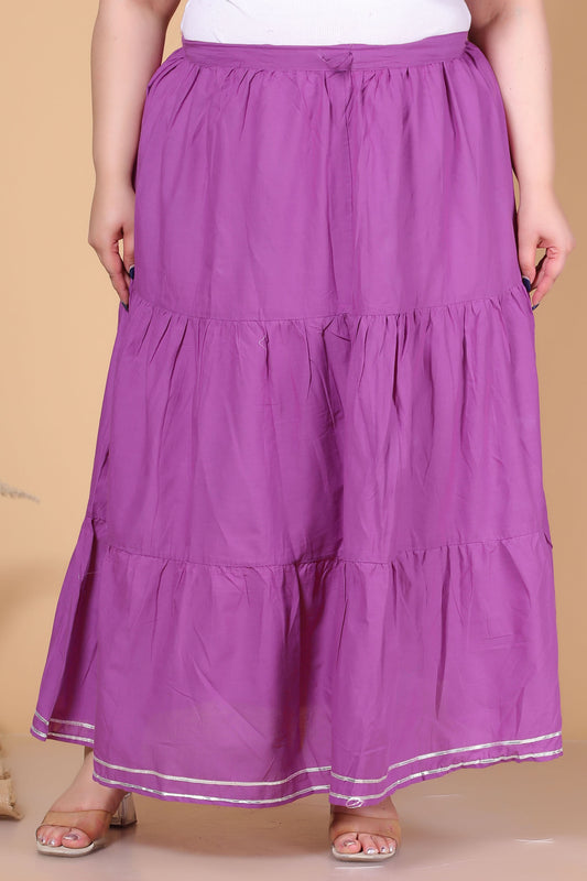 SOLID GOTTA DETAILING SKIRT IN PLUM PURPLE BY PLUSSIZEKURTI
