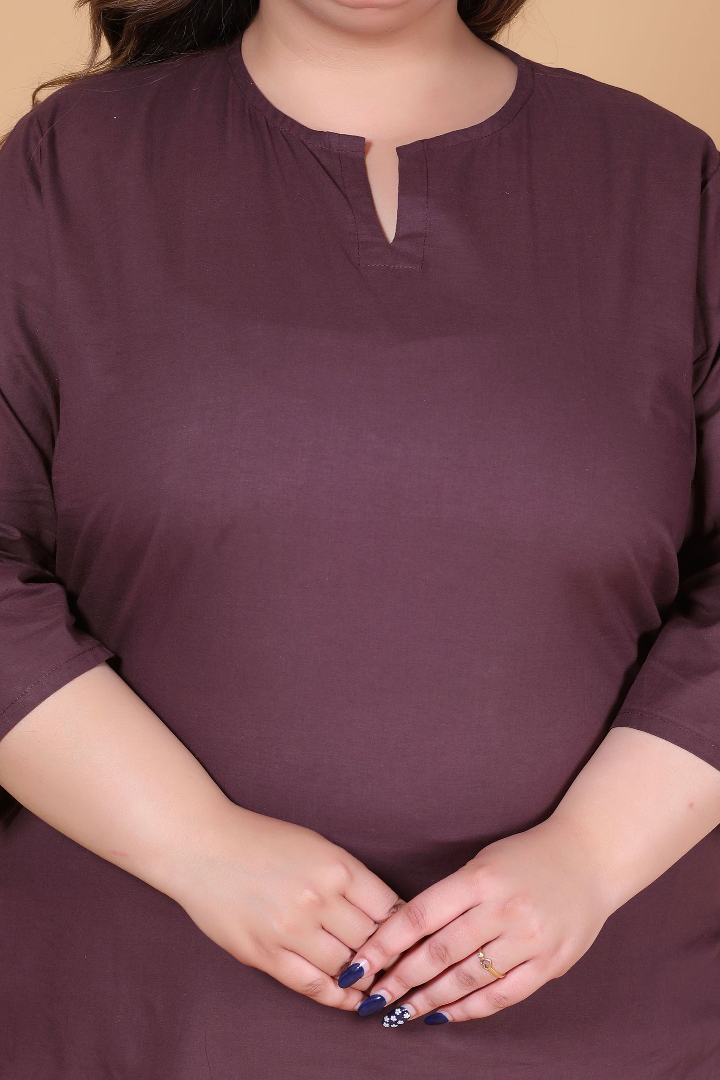 SOLID COTTON TOP IN BROWN COLOUR BY PLUSSIZEKURTI