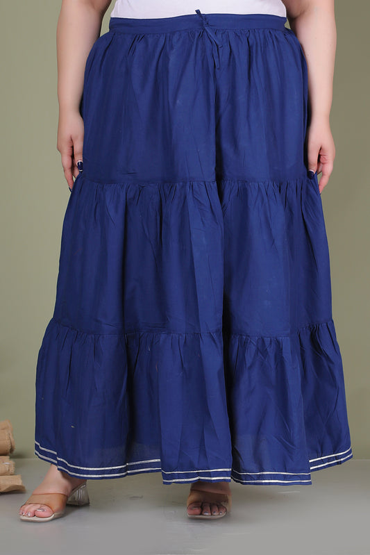 SOLID GOTTA DETAILING SKIRT IN BLUE BY PLUSSIZEKURTI