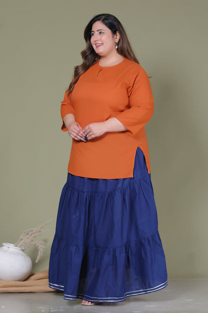 SOLID GOTTA DETAILING SKIRT IN BLUE BY PLUSSIZEKURTI