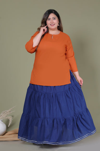 SOLID GOTTA DETAILING SKIRT IN BLUE BY PLUSSIZEKURTI