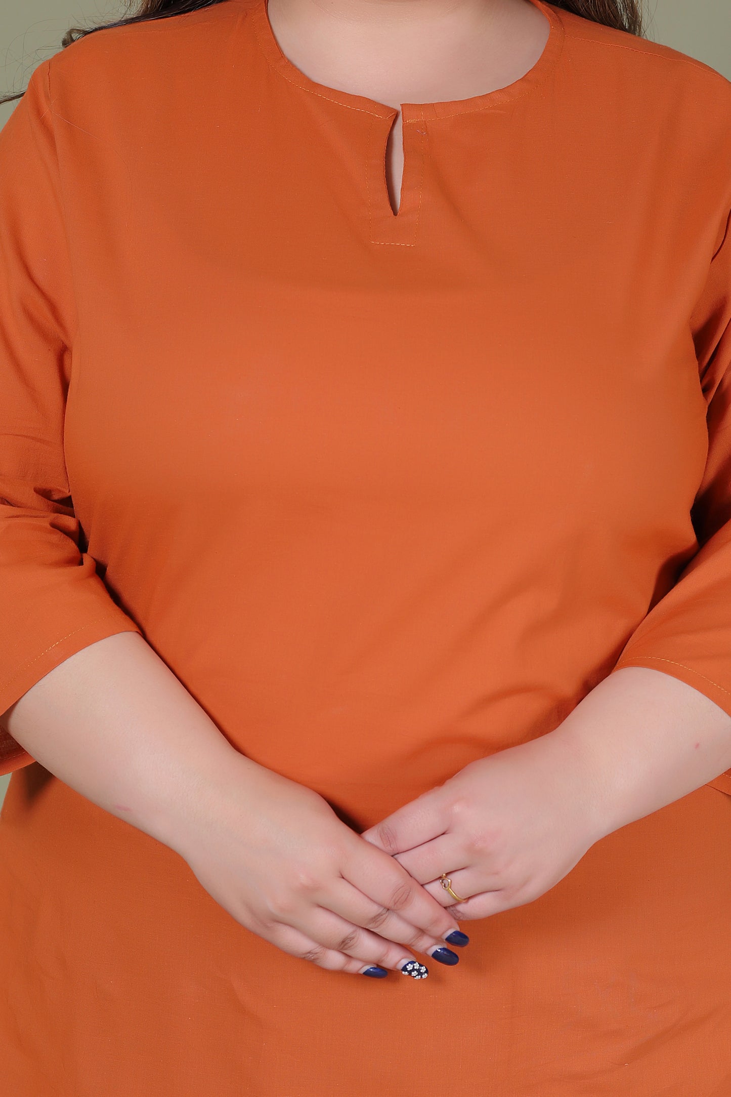 SOLID COTTON TOP IN RUST ORANGE COLOUR BY PLUSSIZEKURTI