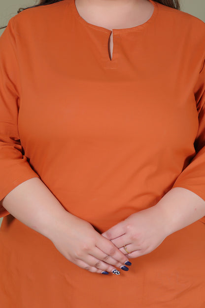 SOLID COTTON TOP IN RUST ORANGE COLOUR BY PLUSSIZEKURTI