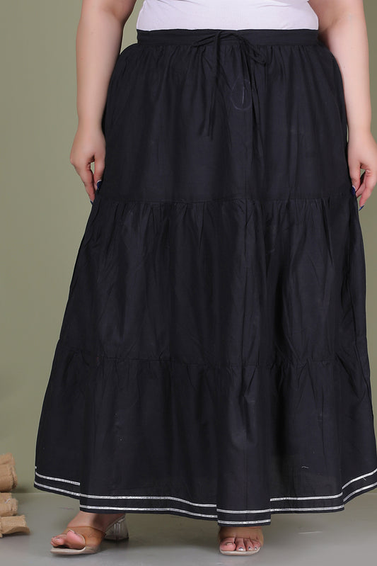 SOLID GOTTA DETAILING SKIRT IN BLACK BY PLUSSIZEKURTI