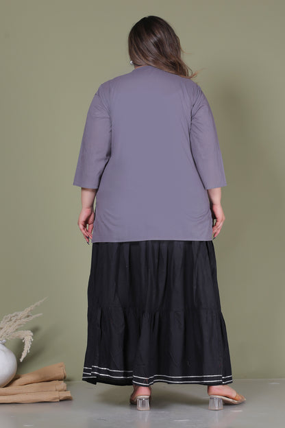 SOLID COTTON TOP IN ASH GREY COLOUR BY PLUSSIZEKURTI