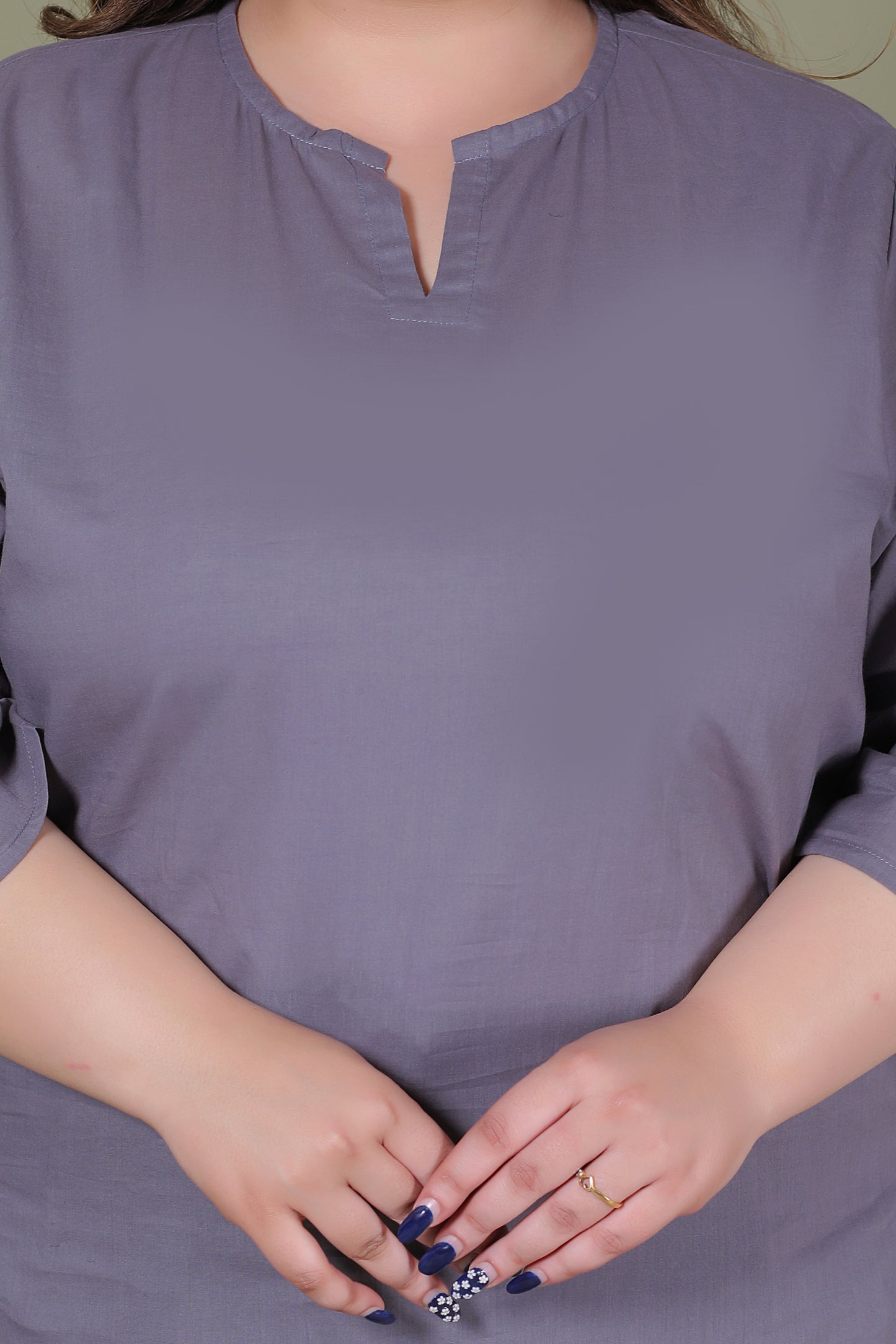 SOLID COTTON TOP IN ASH GREY COLOUR BY PLUSSIZEKURTI