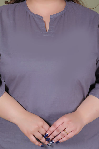 SOLID COTTON TOP IN ASH GREY COLOUR BY PLUSSIZEKURTI