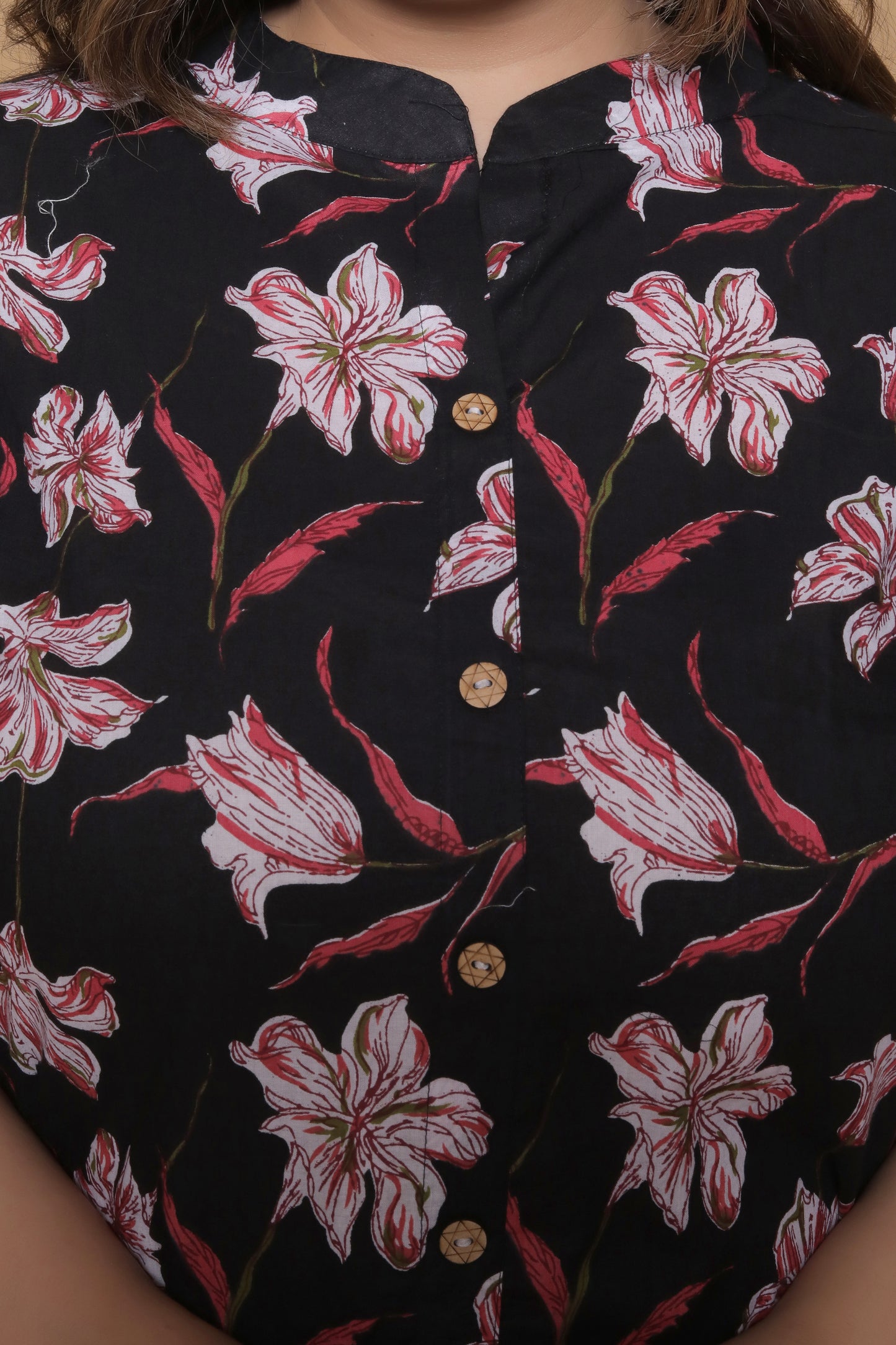 FLORAL PLACEMENT PRINT COTTON 2 PEICE KURTA PANT IN BLACK BY PLUSSIZEKURTI