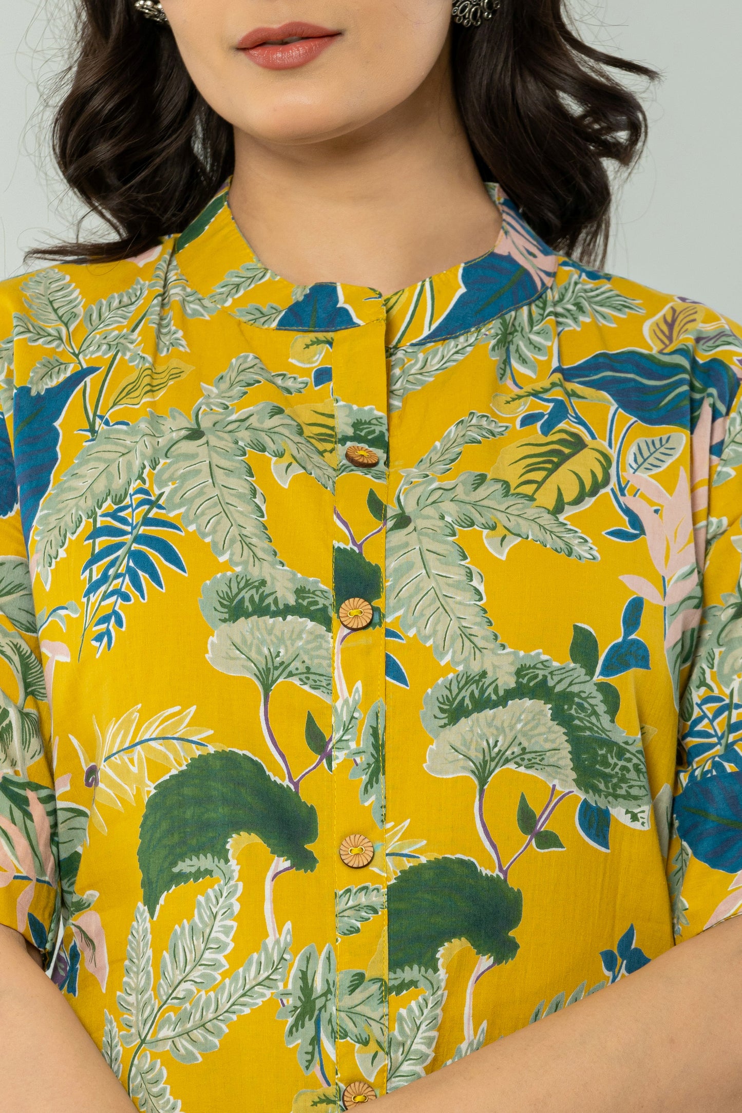 JUNGLE PRINT COTTON 2 PEICE KURTI PLAZZO SET IN YELLOW BY PLUSSIZEKURTI