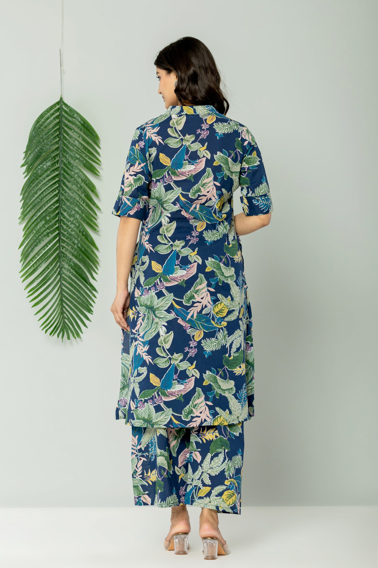 JUNGLE PRINT COTTON 2 PEICE KURTI PLAZZO SET IN BLUE BY PLUSSIZEKURTI