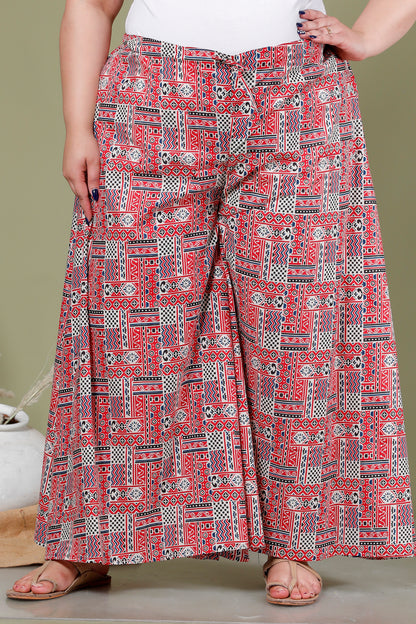 SKIRT PANT COTTON 2 PEICE SOLID KURTA SET IN GREY/RUST RED BY PLUSSIZEKURTI