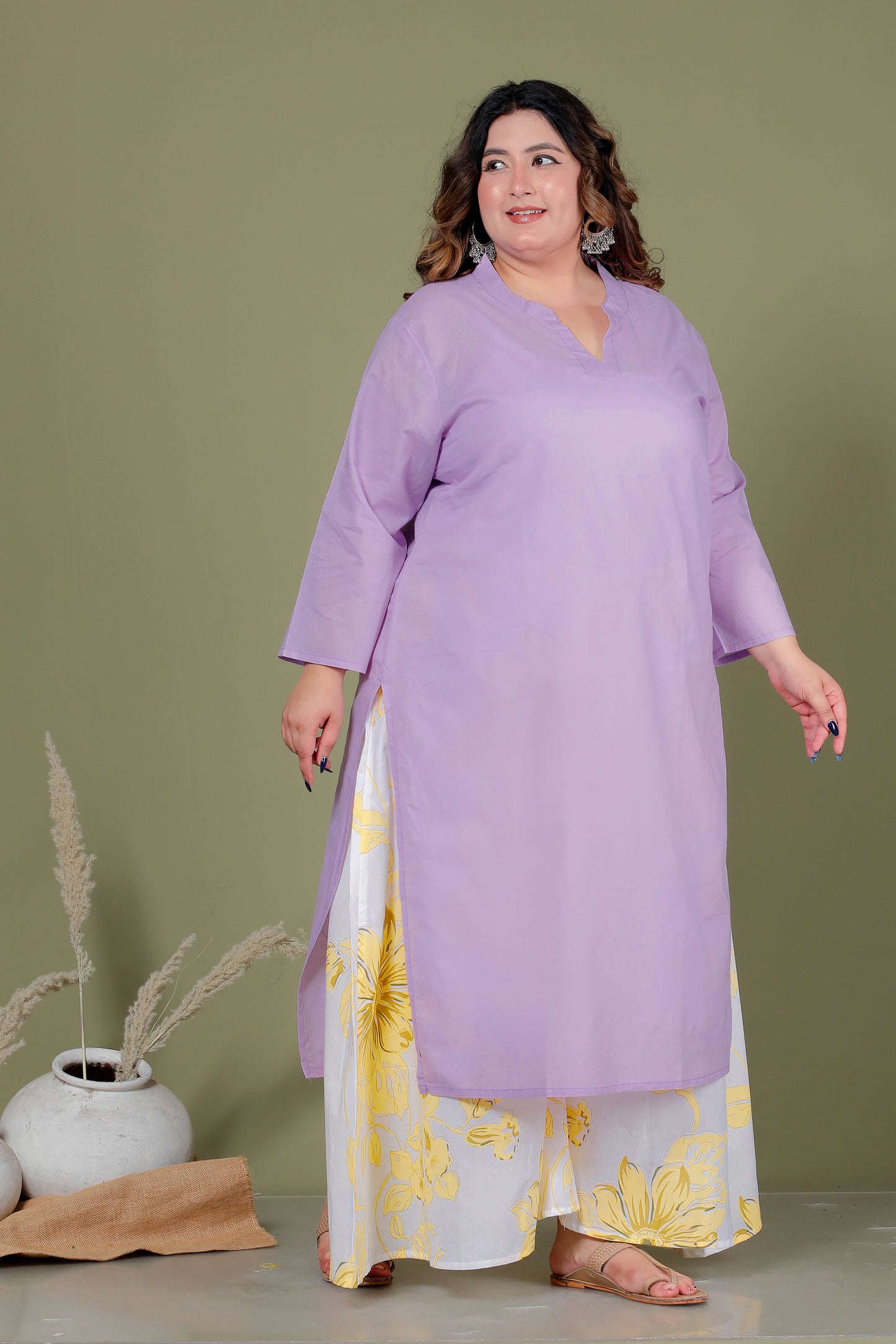 SOLID COTTON KURTI IN LILAC PURPLE BY PLUSSIZEKURTI