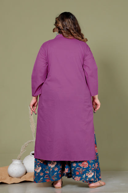 FLORA VINE PRINT COTTON SKIRT PANTS IN DEEP TEAL BLUE BY PLUSSIZEKURTI
