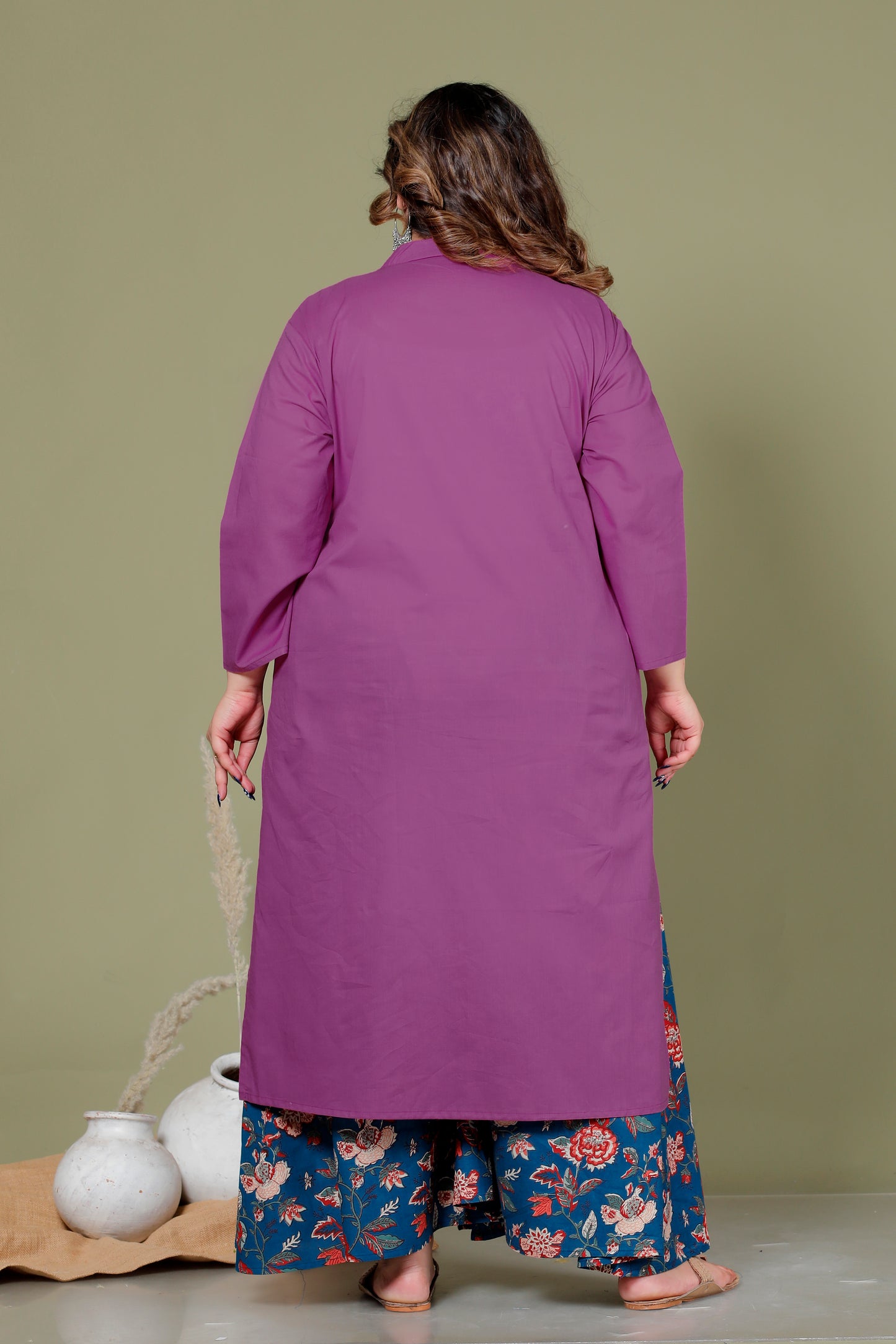 SOLID COTTON KURTI IN PLUM PURPLE BY PLUSSIZEKURTI