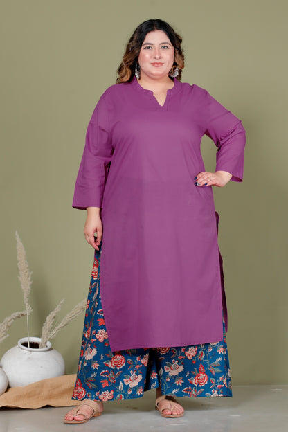 FLORA VINE PRINT COTTON SKIRT PANTS IN DEEP TEAL BLUE BY PLUSSIZEKURTI