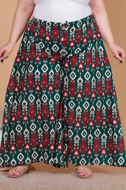 SKIRT PANT COTTON 2 PEICE SOLID KURTA SET IN BROWN/BOTTLE GREEN BY PLUSSIZEKURTI