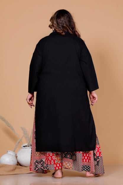 SOLID COTTON KURTI IN BLACK BY PLUSSIZEKURTI