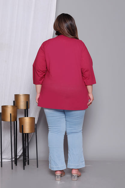SOLID COTTON TOP IN MAHROON COLOUR BY PLUSSIZEKURTI