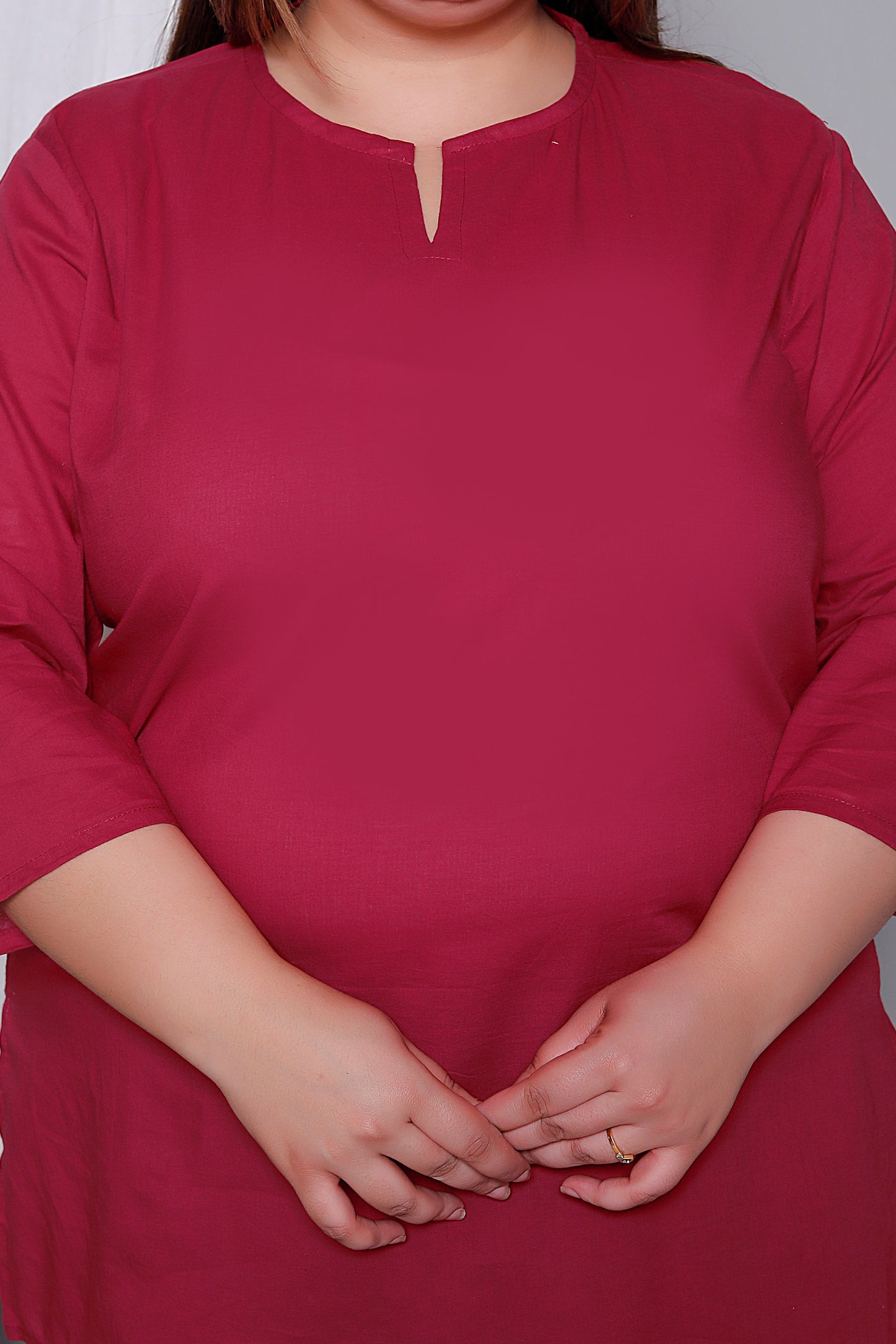 SOLID COTTON TOP IN MAHROON COLOUR BY PLUSSIZEKURTI