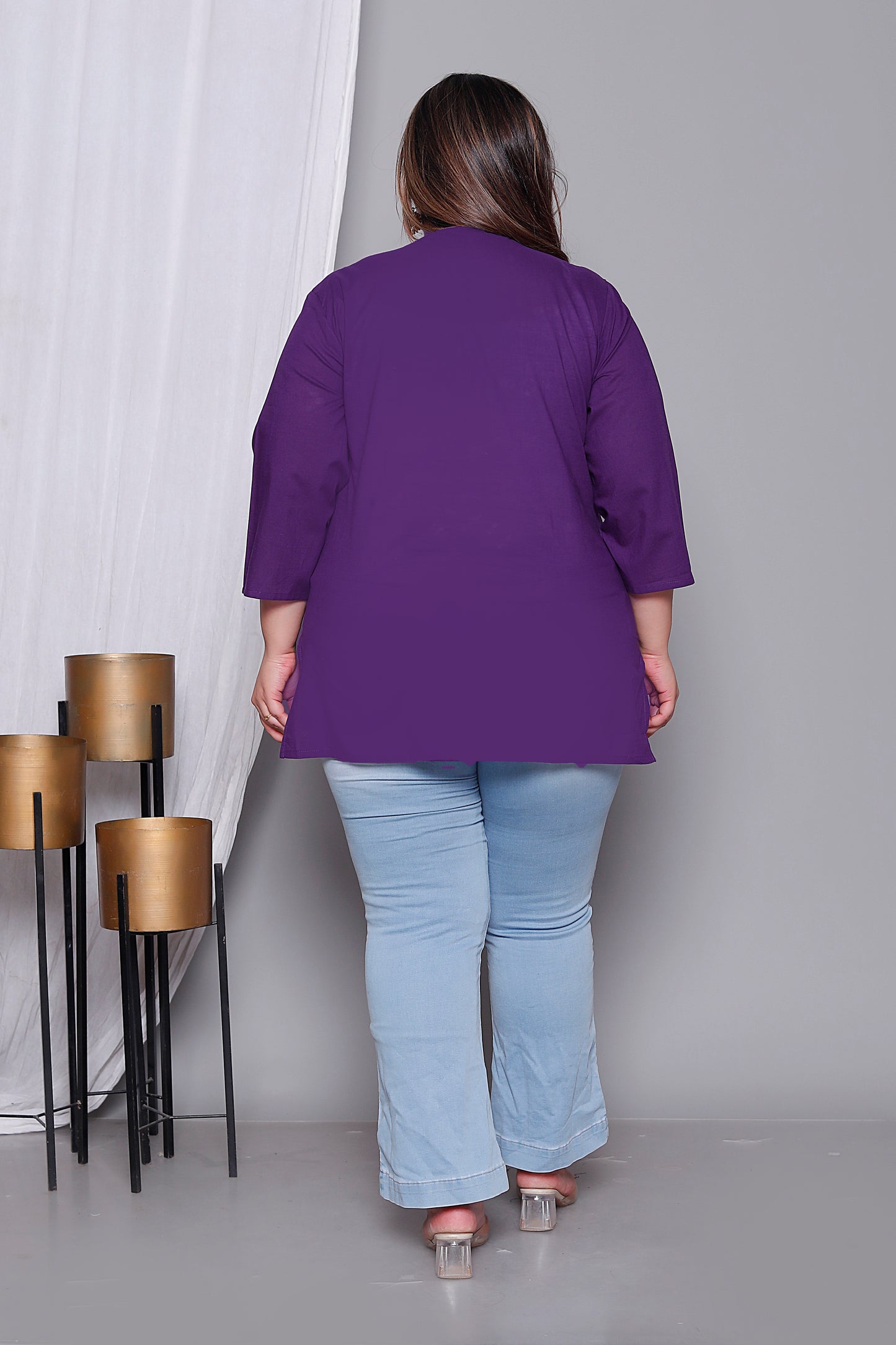 SOLID COTTON TOP IN PURPLE COLOUR BY PLUSSIZEKURTI