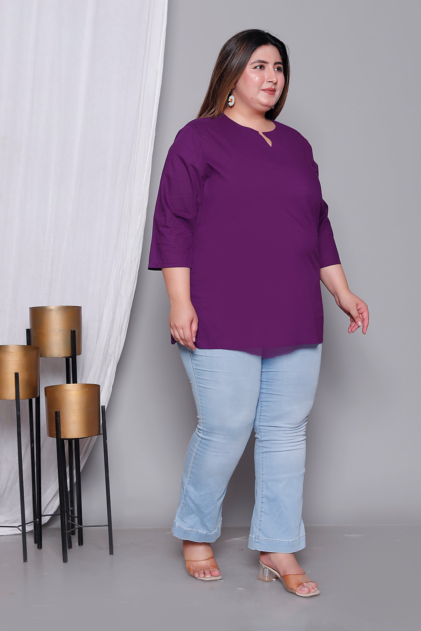 SOLID COTTON TOP IN PURPLE COLOUR BY PLUSSIZEKURTI