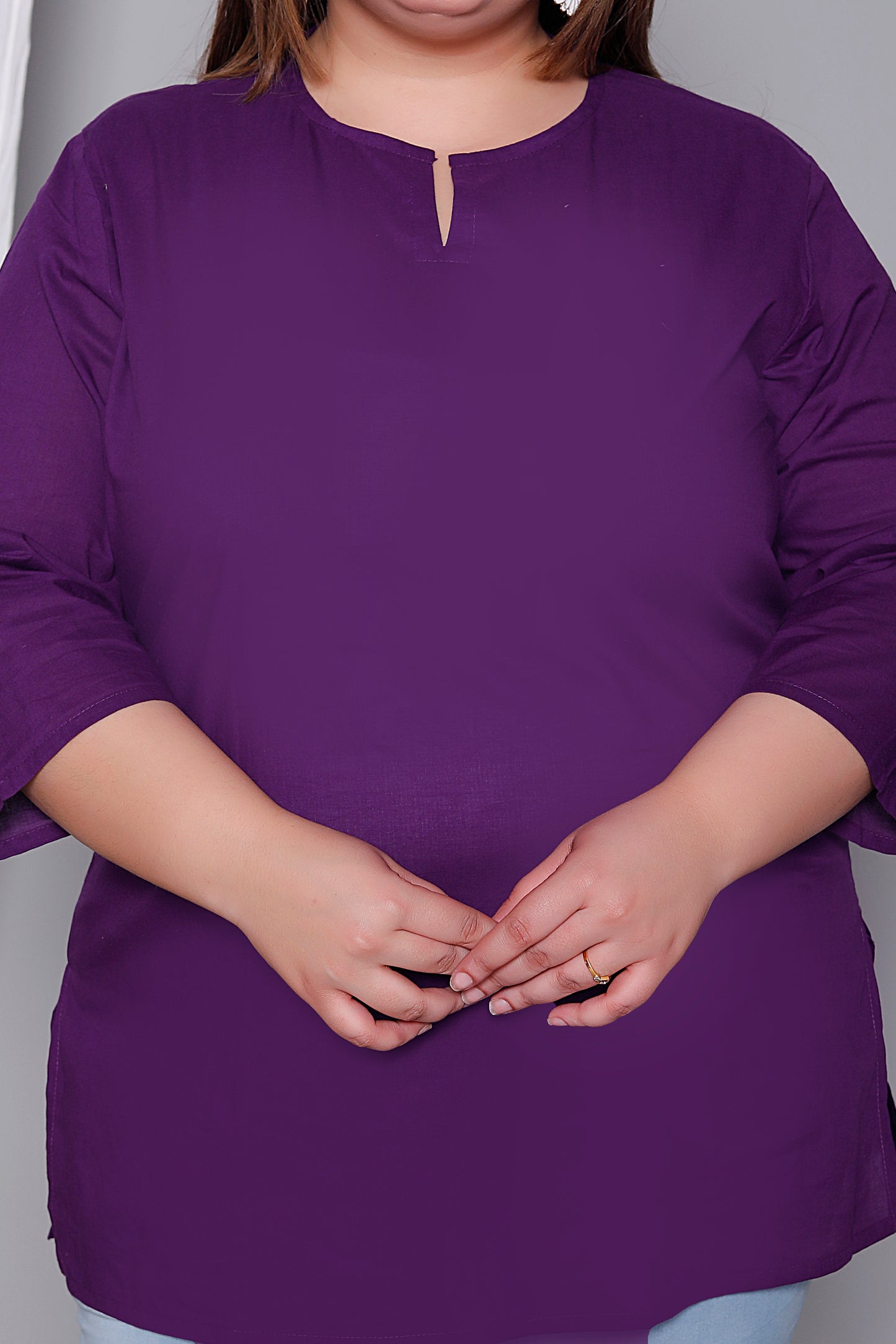 SOLID COTTON TOP IN PURPLE COLOUR BY PLUSSIZEKURTI