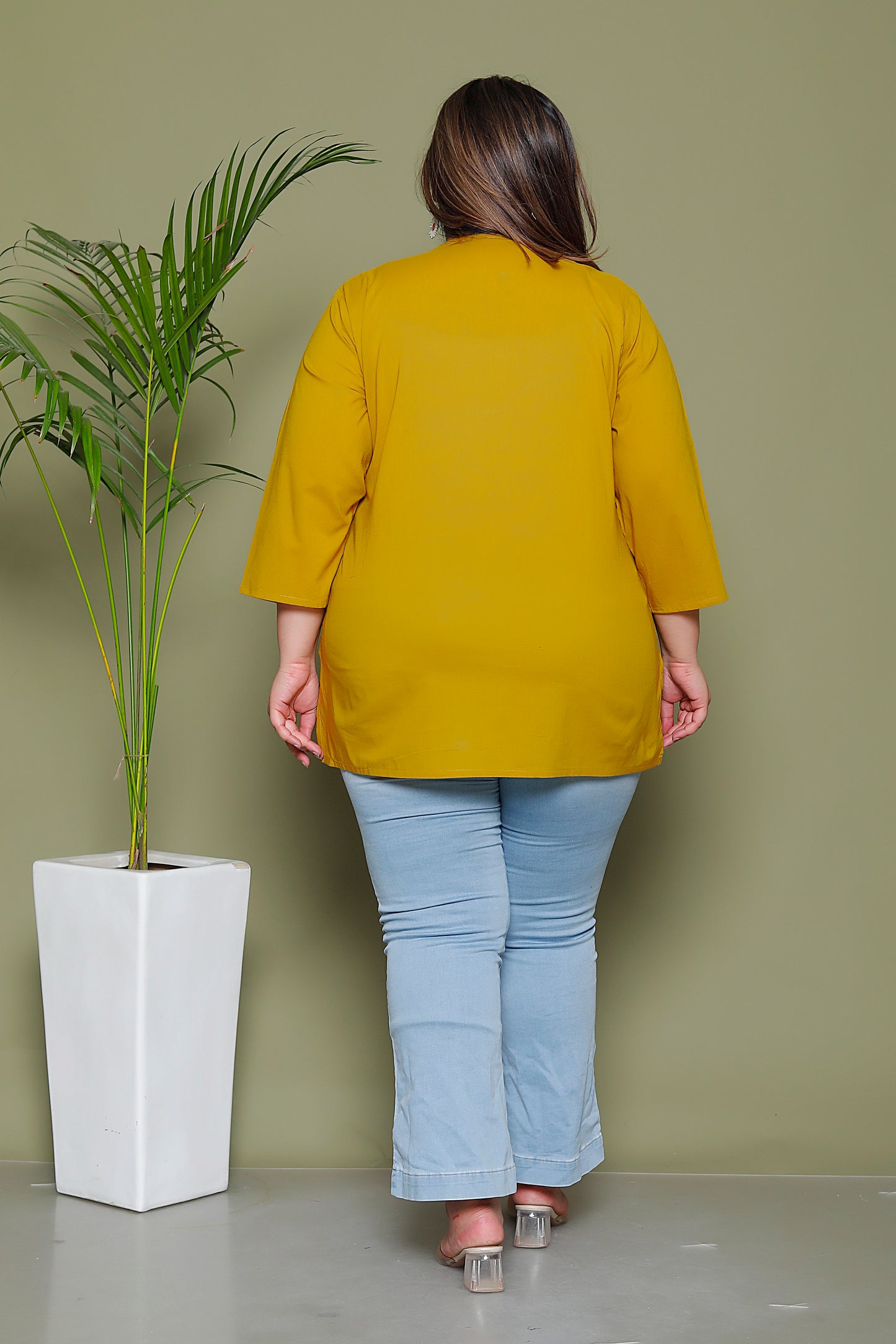 SOLID COTTON TOP IN YELLOW COLOUR BY PLUSSIZEKURTI