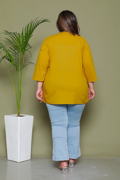 SOLID COTTON TOP IN YELLOW COLOUR BY PLUSSIZEKURTI