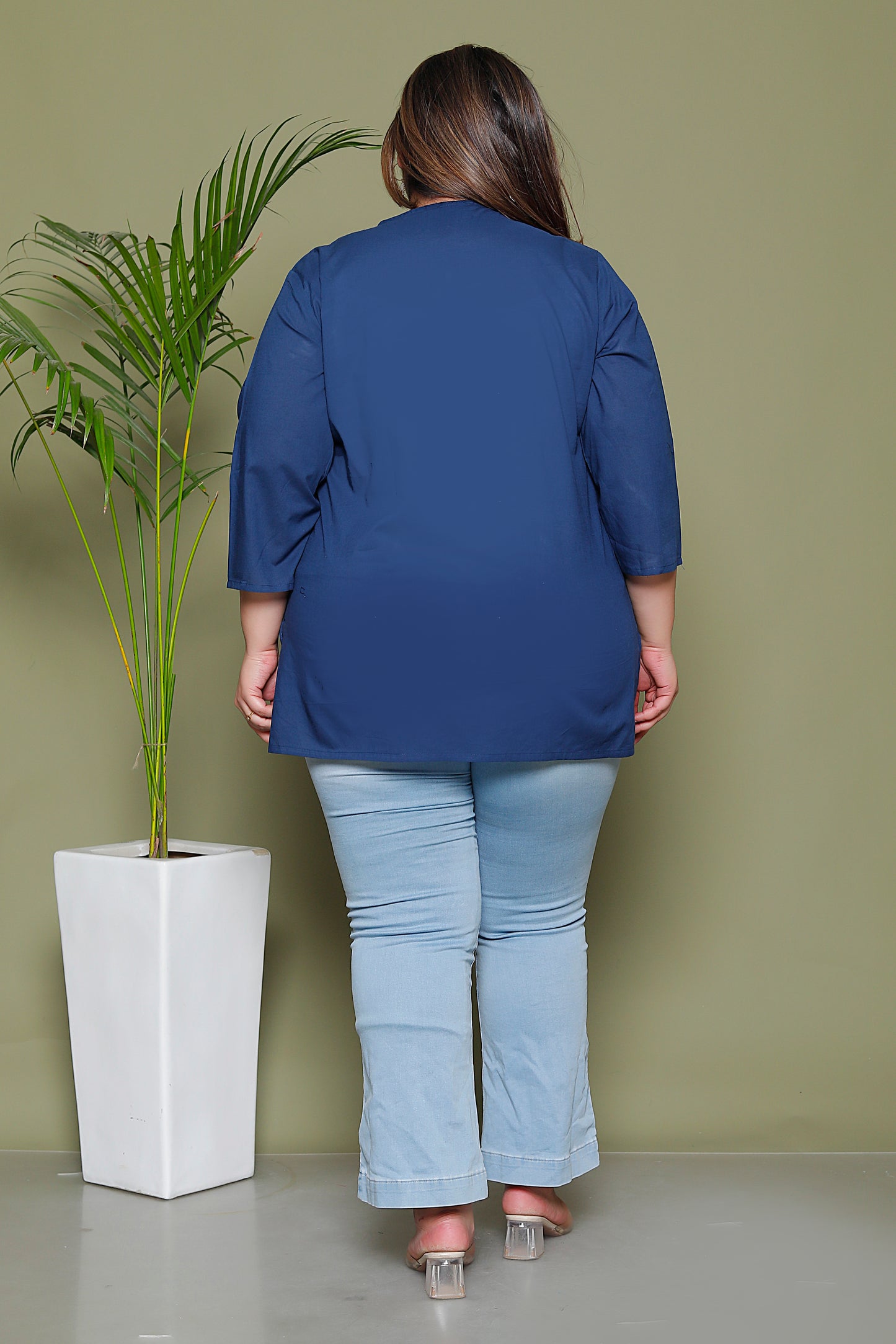 SOLID COTTON TOP IN BLUE COLOUR BY PLUSSIZEKURTI