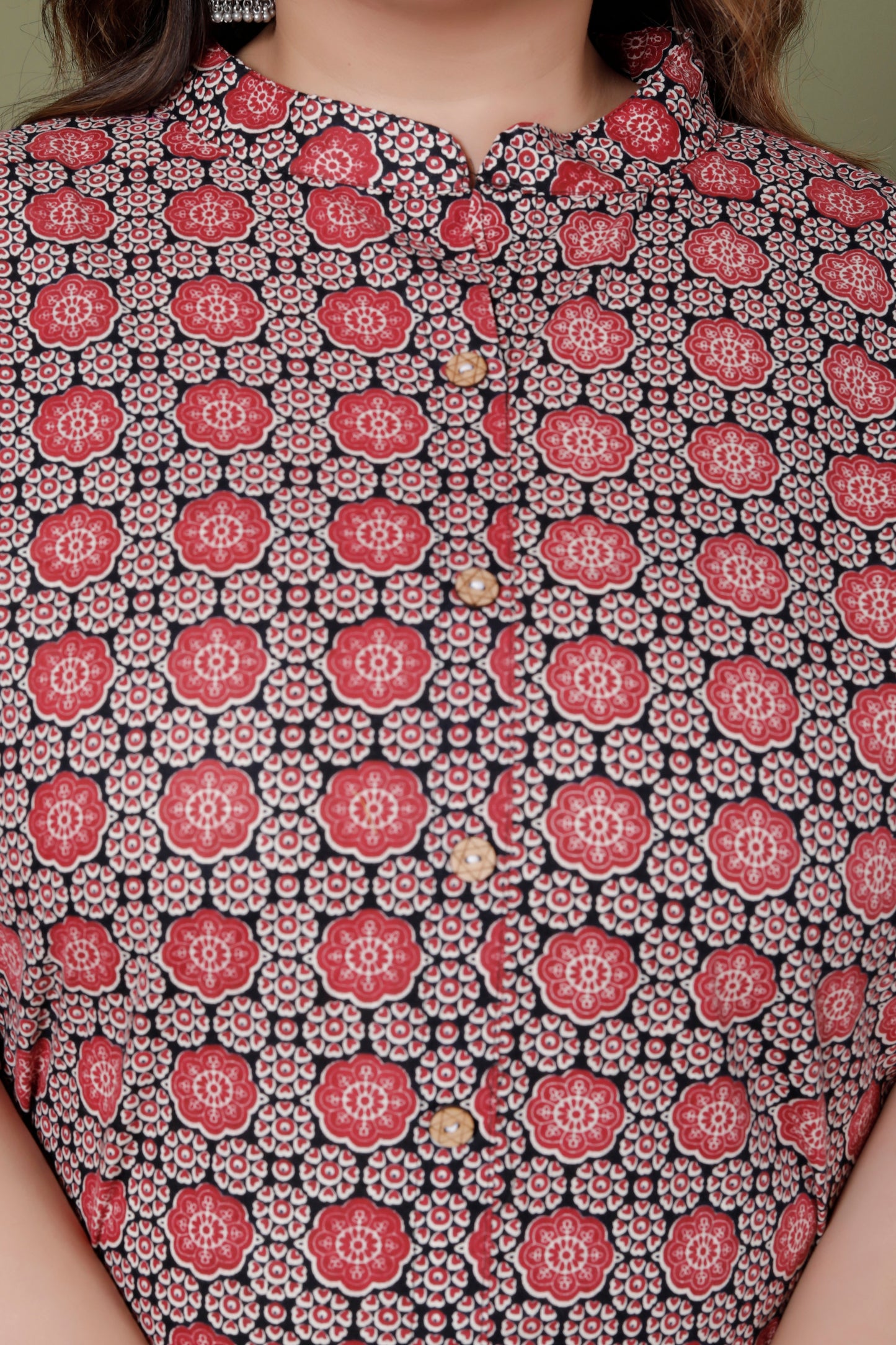 ABSTRACT FLORAL PRINT COTTON 2 PEICE KURTA PANT IN RUSTRED BY PLUSSIZEKURTI